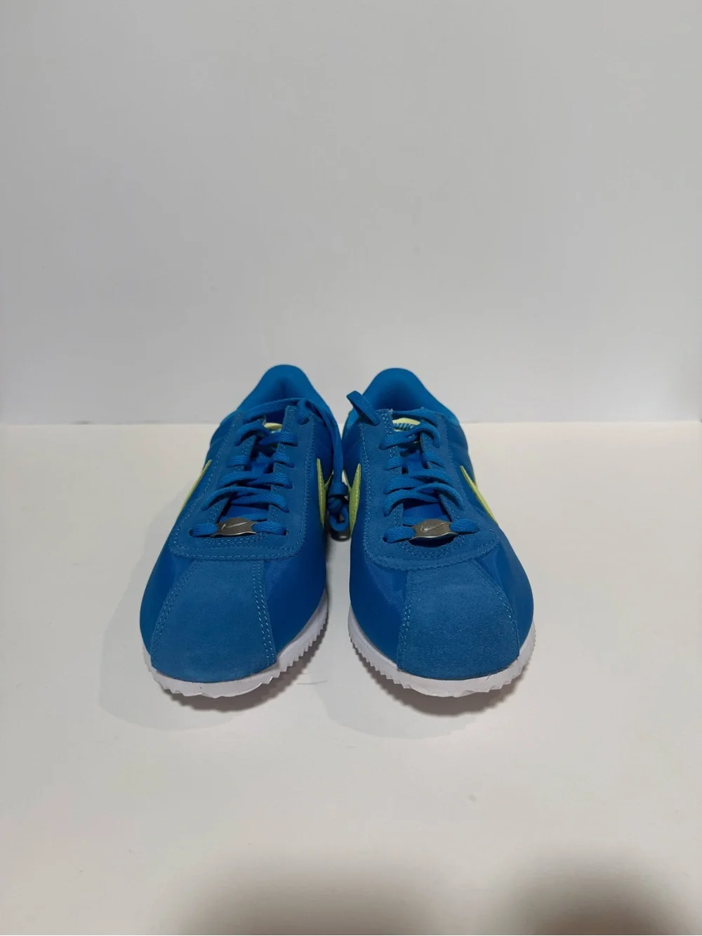 Nike Blue Retro Runner Sneakers with Neon Yellow Swoosh for kids